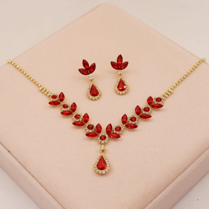 Cross-border New Crystal Amethyst Necklace Earrings suit Evening Dress Accessories Bridal Accessories High-end Sense