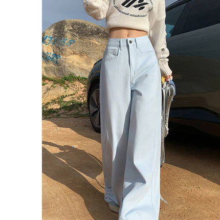 American Style High Street Casual Pants 2025 Summer New High Waist Loose Slimming Straight Leg Wide Leg Pants Women's Trailing Jeans