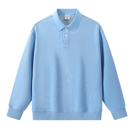 New Cross-Border 350g Cotton Polo Collar Sweatshirt for Men and Women, Couple's Sweatshirt, Autumn and Winter Loose Long-Sleeve Solid Color Top
