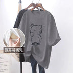 Grey# Hand Covered Pencil Bear# Black Figure [Side Opening Breastfeeding]] / M