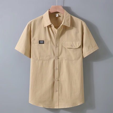 1515 High-end Sense Japanese Style Short-sleeved Shirt Men's Summer New Loose plus size Workwear Shirt Puffy Handsome Lapel Top