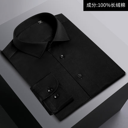 Cotton Men's Shirt Men's Shirt Black DP Clothing Non-ironing 100 Cotton 100 Yarn Double Long Sleeve Shirt