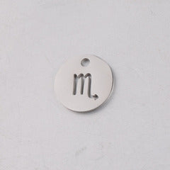 Mirror Stainless Steel 12 Zodiac Sign Round Pendant DIY Jewelry Accessories Gold Coin Titanium Steel Necklace Jewelry