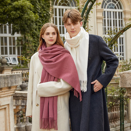 Couple Scarf Women's Winter High-End Wool Scarf Solid Color Versatile Men's Shawl Korean Cashmere Scarf Wholesale