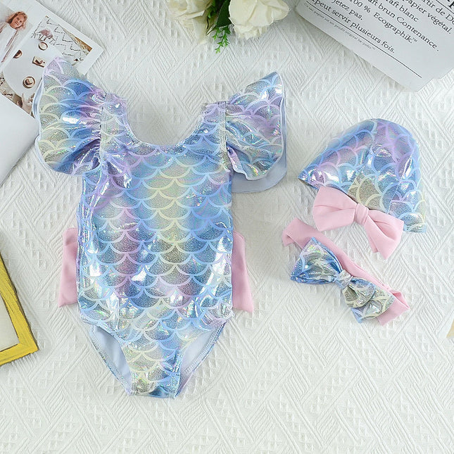 Wholesale Cute Children Swimwear Hot Spring one-piece Swimsuit Girls Baby Baby Princess Mermaid Swimsuit 1-6