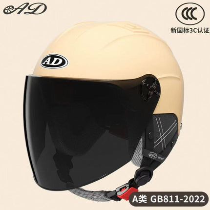 Ad Electric Motorcycle Helmet for Men and Women, Summer 3C Certified Half Helmet, Battery Car Safety Helmet, Sun Protection for Riding