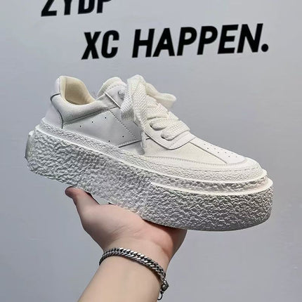 Fashion Trendy Ins Style Sneakers White Shoes Canvas Breathable Thick Sole 5cm Heightening Thick Sole Casual Sneakers Summer Shoes