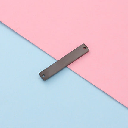 Spot Mirror Stainless Steel Rectangular Double Hole Connector Geometric Glossy Tag Can Be Engraved 1.5*6*35mm