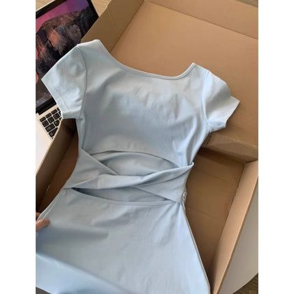 Green Waist dress Little Mom Slim-fit Hip Wrap Dress High-grade Sense Slight Fat A- shaped Long Dress Royal Sister Dress Women's Spring