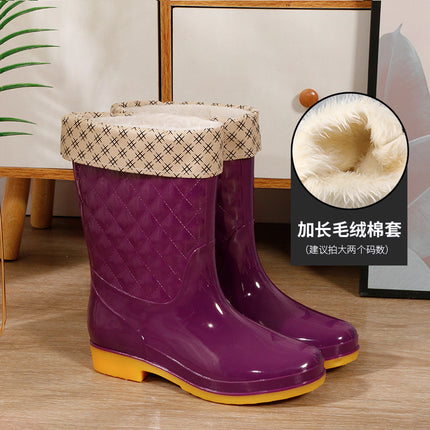 Rain Boots women's new fashion outdoor water shoes women's waterproof non-slip rain boots fleece-lined tendon sole rubber shoes overshoes 2022