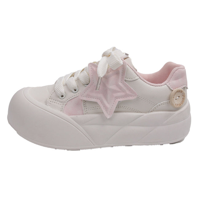 Thick bottom small white shoes women's 2024 autumn Joker women's shoes explosions board shoes little star shoes