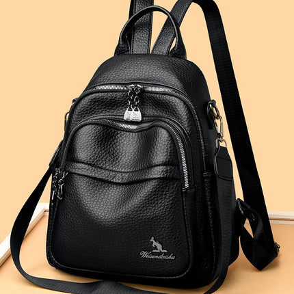 Foreign Trade Hot-Selling Women's Backpack 2026 Simple Solid Color Black Travel Backpack Multifunctional Girls' School Bag Backpack