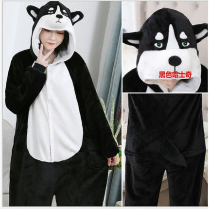 Autumn and Winter Flannel Dragon Training Cartoon Cheshire Cat Dinosaur Siaman Pajamas for Men and Women Tianma Home Clothes Clown Husky
