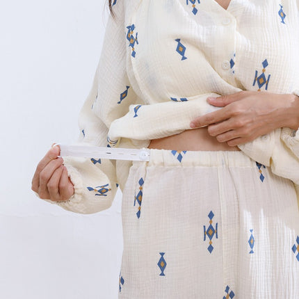 A variety of pure cotton chest pad month clothing spring and autumn crepe postpartum nursing suit long sleeve nursing loose two-piece women's set