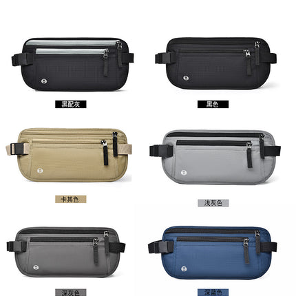 Anti-theft brush travel passport ID bag close-fitting invisible waterproof change mobile phone waist bag ID card storage bag fixed printing