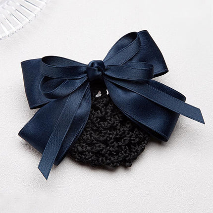Stewardess Net Pocket Head Flower Professional Hair Net Nurse Female Bank Hotel Hairpin Bow New High-end Sense Hair Accessories