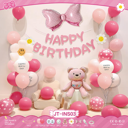 Cross-Border Ins Style Kidsren's Birthday Scene Decoration Boys and Girls Balloons Family Simple Party Ritual Sense