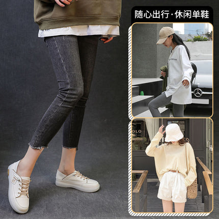 Genuine Leather White Shoes for Women 2026 New Spring Style Soft Sole Soft Surface Slip-On Women's Shoes Summer College Style Casual Shoes