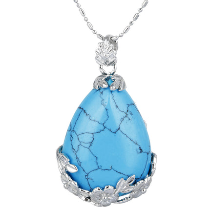 Elegant Elegant Silver Alloy Torus Crystal Pendant Drop Shape Natural Crystal Craft Necklace Pendant