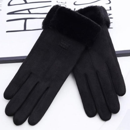 Gloves Women's Winter fleece-lined Thickened Warm Driving Cute Riding Autumn and Winter Windproof Cold-proof Touchscreen Cotton Gloves
