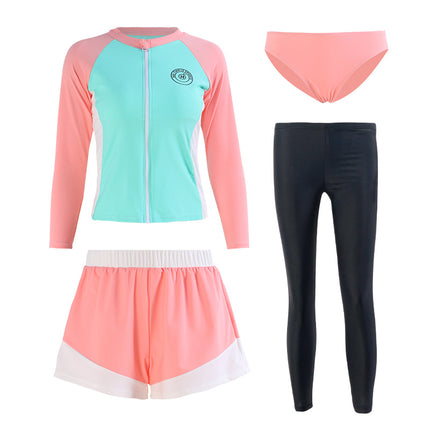 Two-Piece Long-Sleeve Swimwear for Women, Sun-Protective, Slimming, Tummy-Covering, Vacation Diving Suit, Quick-Dry Surfing and Snorkeling Rash Guard