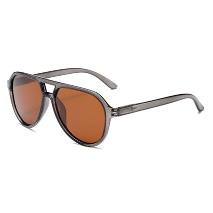 Cross-Border European and American Large-Frame Polarized Sunglasses for Women with Double Bridge, Trendy and Versatile Sunglasses, Casual Men's and Women's Toad Sunglasses