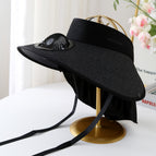 Shawl straw hat solar-black
