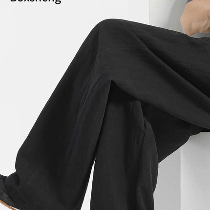 Autumn Men's Casual Pants 2026 New Wide-Leg Sweatpants Straight-Leg Cotton-Linen Sports Pants Men's Trousers