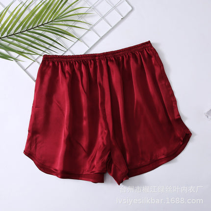 Green Silk Leaf Silk Pajamas Women's Home Shorts Silk Beach Pants Summer Casual Versatile Large Pants