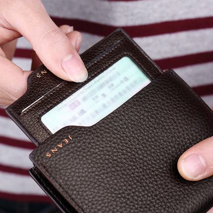 Emperor Paul Genuine Leather Wallet for Men, Short Card Holder, Vertical Style, Young Men's Wallet, Multifunctional Driver's License Leather Case