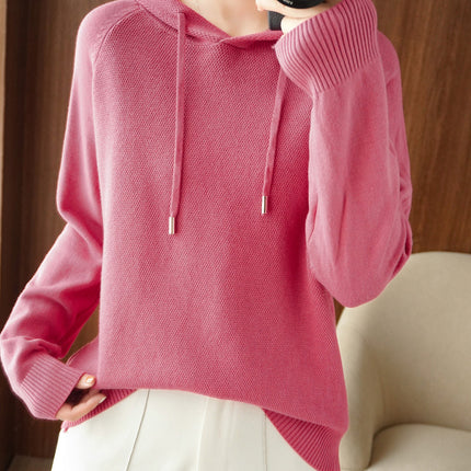 Lazy Style Hoodie Sweater for Women in Autumn and Winter Thickeneded Loose Knitted Hoodie Jacket for Women with Trendy Long-Sleeved Tops