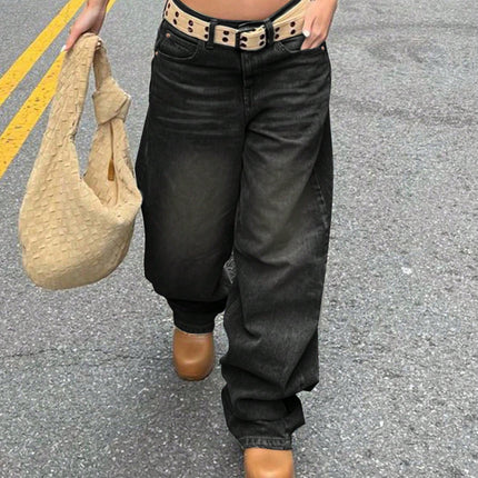 Cross-border Foreign Trade Amazon Europe and America Retro Old Blue Boyfriend Jeans Women's Loose Straight Casual Mop Pants