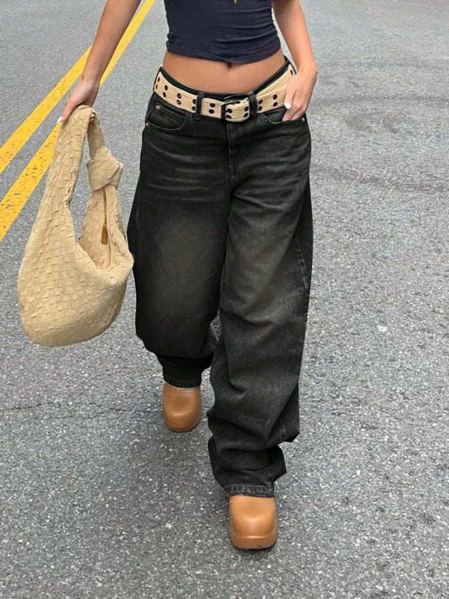Cross-border Foreign Trade Amazon Europe and America Retro Old Blue Boyfriend Jeans Women's Loose Straight Casual Mop Pants