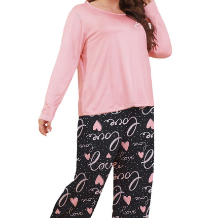 Cross-border foreign trade for pajamas women spring and autumn pink long sleeve trousers thin plus size home clothing suit wholesale