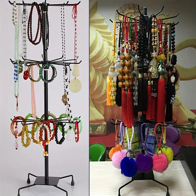 3-Layer Stall Rotating Rack Necklace Hanging Bead String Socks Hat Jewelry Rack Store Door Hanging Rack Display Rack