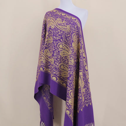 Autumn and Winter 450g Thick Gold Thread Large Cashew Embroidered Flower Scarf Ethnic Style Mother Style Imitation Cashmere Warm Shawl Cloak