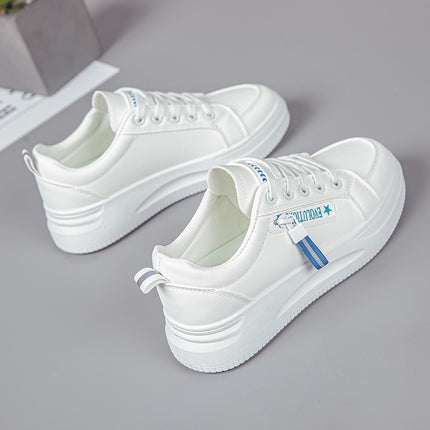 2026 Hot-Selling Spring and Autumn Lightweight White Sneakers with Leather Surface, Height-Increasing Soft Sole, Breathable Thick-Soled Sports Casual Shoes for Women