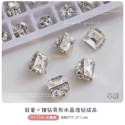 White-transparent finished pile drill nail art accessories high-level hand pile drill ball flash full drill large right angle nail drill accessories