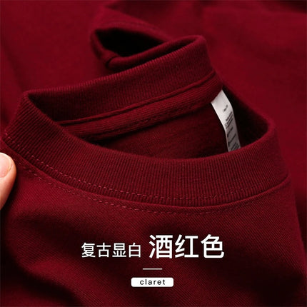 Pure white 250g pure cotton heavy thick opaque short sleeve men's light gray loose casual bottoming shirt top T-shirt