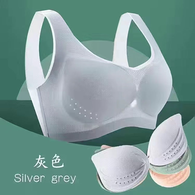 Summer comfortable ultra-thin ice silk gathered seamless underwear women's plus size beautiful back breathable non-steel ring anti-sagging bra