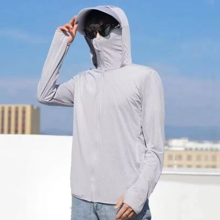 2025 Ice Feel Ice Silk Hooded Sun Protection Clothing Summer Skin Clothing Outdoor Casual Sun Protection Jacket Fishing Clothing for Men and Women