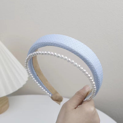 Korean version of spring and summer new style small fragrance double-layer pearl sponge hairband simple high Skull top sweet pressure hair accessories wholesale