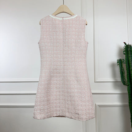 2025 Spring/Summer New High-End Tweed Bow Dress Slimming Petite Fashion Light Luxury