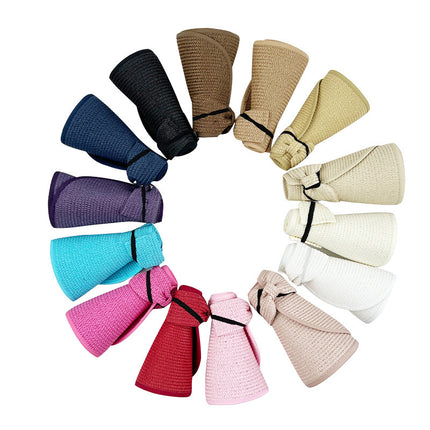 Summer Hat Women's Empty Top Hat No-Top Sun Hat Korean Foldable Sun Hat Straw Hat Big Rim Sunscreen Hat