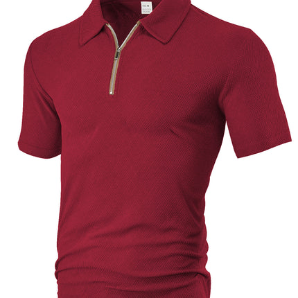 European and American Cross-border Men's Summer New Casual Loose Towel Jacquard Zipper Placket Men's Short-sleeved Polo Shirt