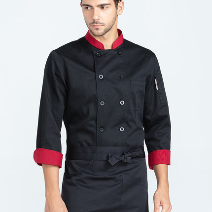 Tesmei Chef Work Clothes Long-Sleeved Western Restaurant Baking Restaurant Kitchen Manufacturer Wholesale Kitchen Clothes Moisture-Wicking and Sweat-Wicking