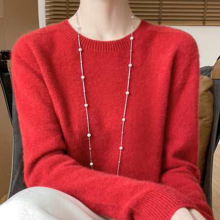 First-Line Ready-To-Wear 100% Pure Wool Round Neck Knitwear Women's New Autumn and Winter Seamless Knitwear Slimming Look Versatile Knitwear