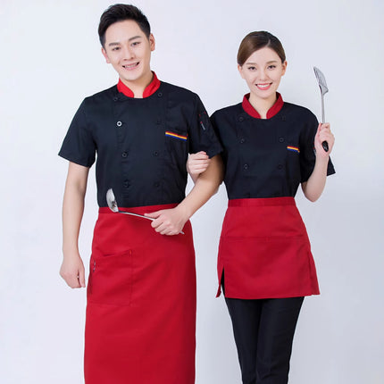 Long-sleeved restaurant canteen back kitchen clothing hotel chef overalls summer hotel short-sleeved chef clothing custom-made