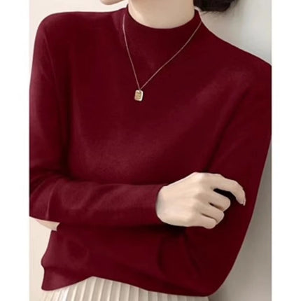 Slim-Fitting Tops, Slim-Fitting Round Neck Solid Color Spring and Autumn Inner Layering Shirts, Women's Suits, Long Sleeves
