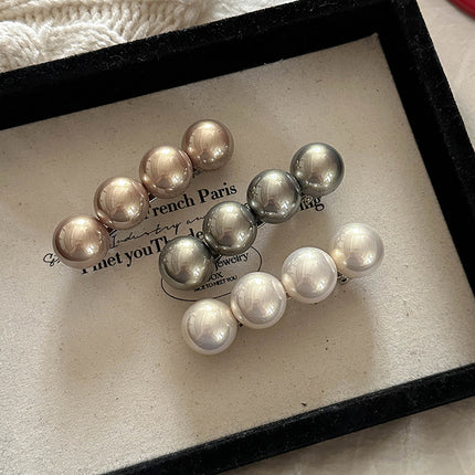 South Korea Big Pearl Hairpin Spring Clip Retro Elegant Hair Accessories Side Clip Three-dimensional Top Clip Women's Hairpin Bead